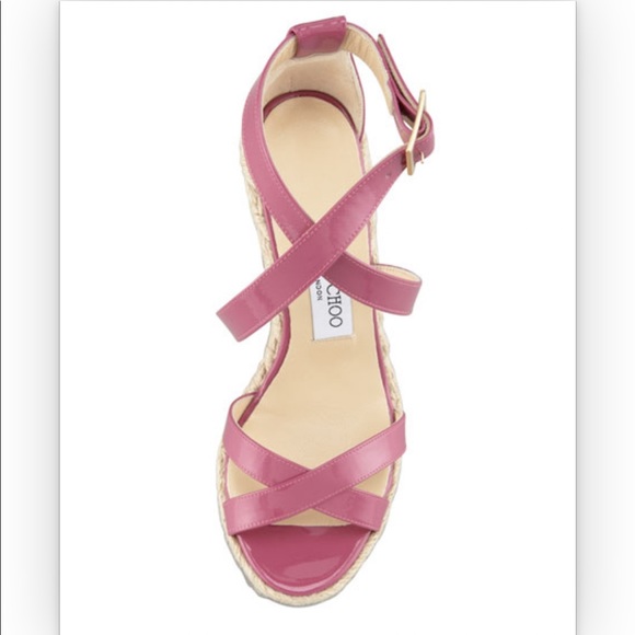 Jimmy Choo Porto Patent Espadrille Wedge, Pink - Picture 5 of 14